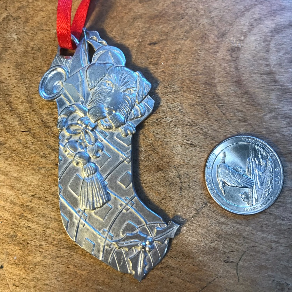 Kirk Stieff Pewter dog in stocking